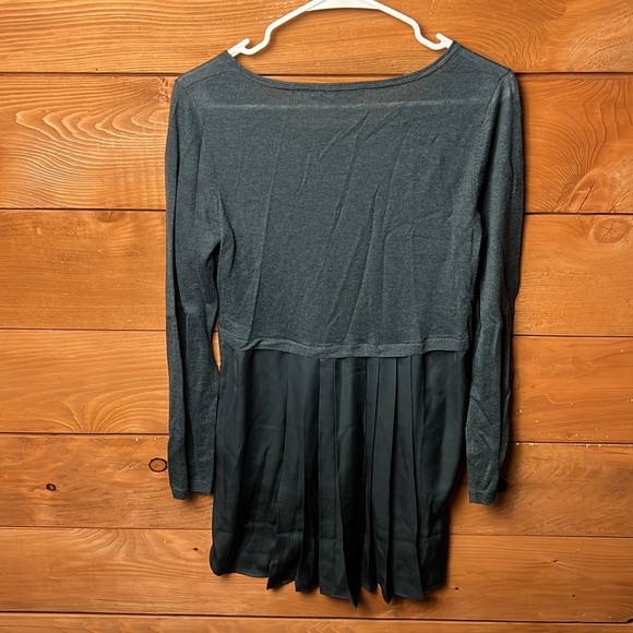 Soft Surroundings Women Sweater XS Wool Alpaca Pleated High Low Cozy Career Grn - Picture 3 of 9